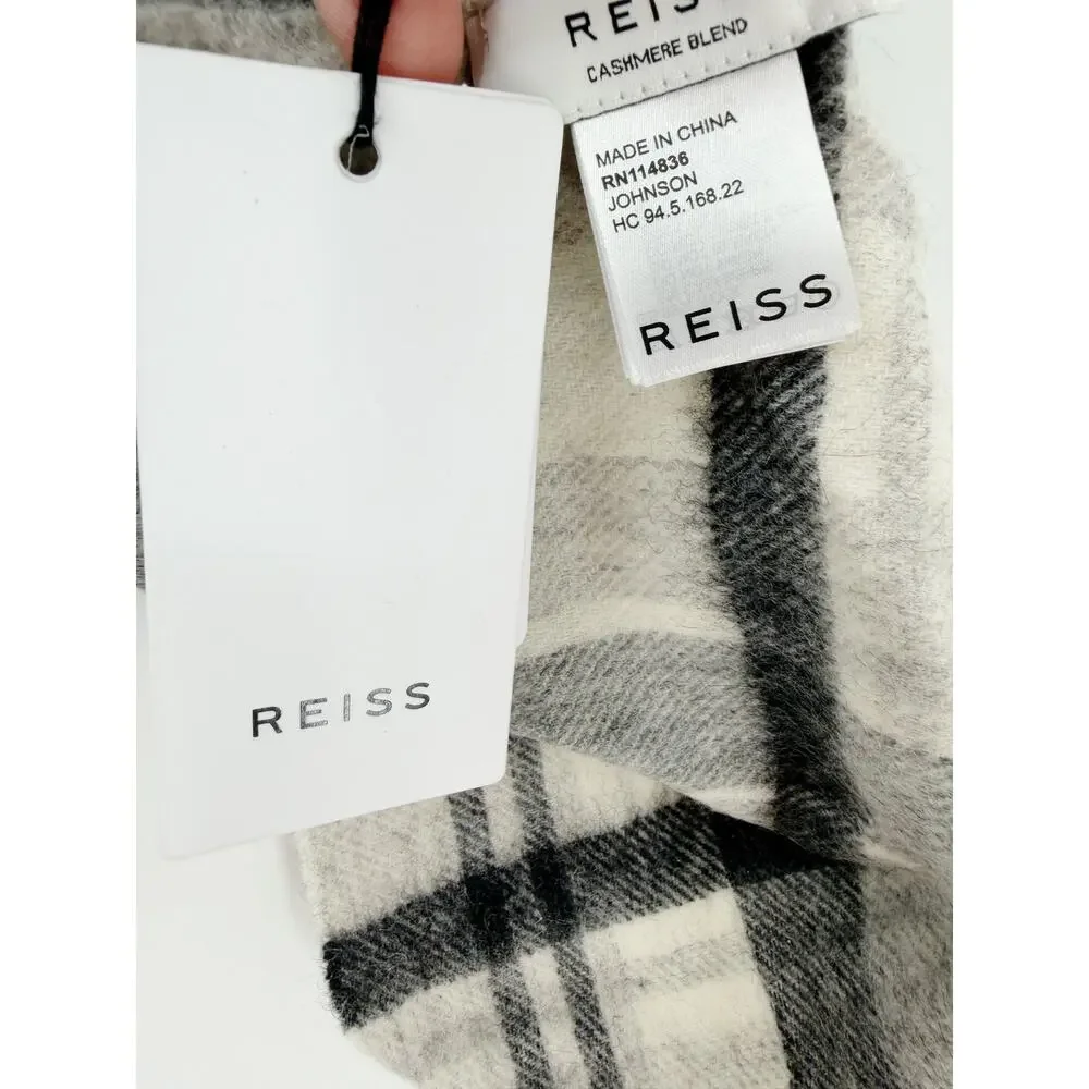 REISS Johnson Checked Scarf NEW Gray $95